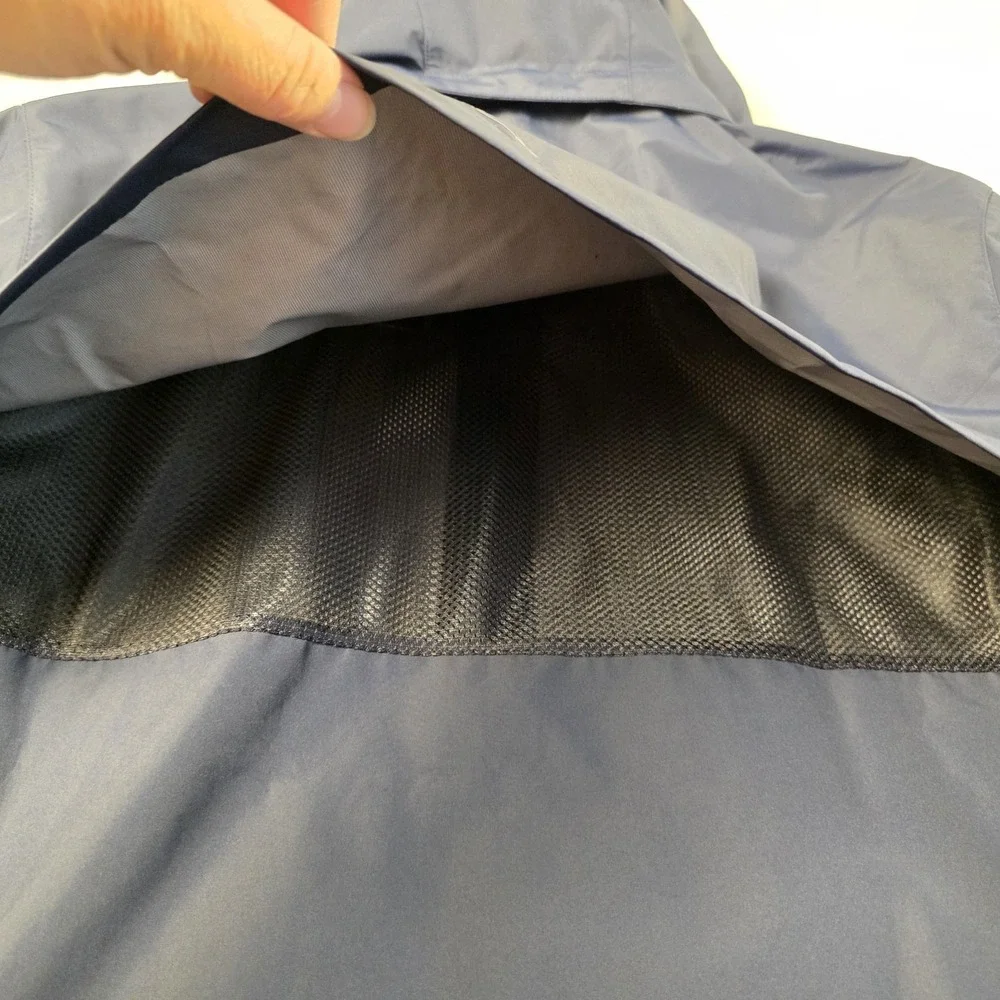 RLX Ralph Lauren Packable Performance Hooded‎ Rain Jacket Womens L Vented Blue